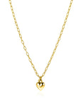 ZINZI gold plated zilveren paperclip schakelketting met bol hart hanger 9mm, 42-45cm ZIC2661 - PansiteNederland.nl