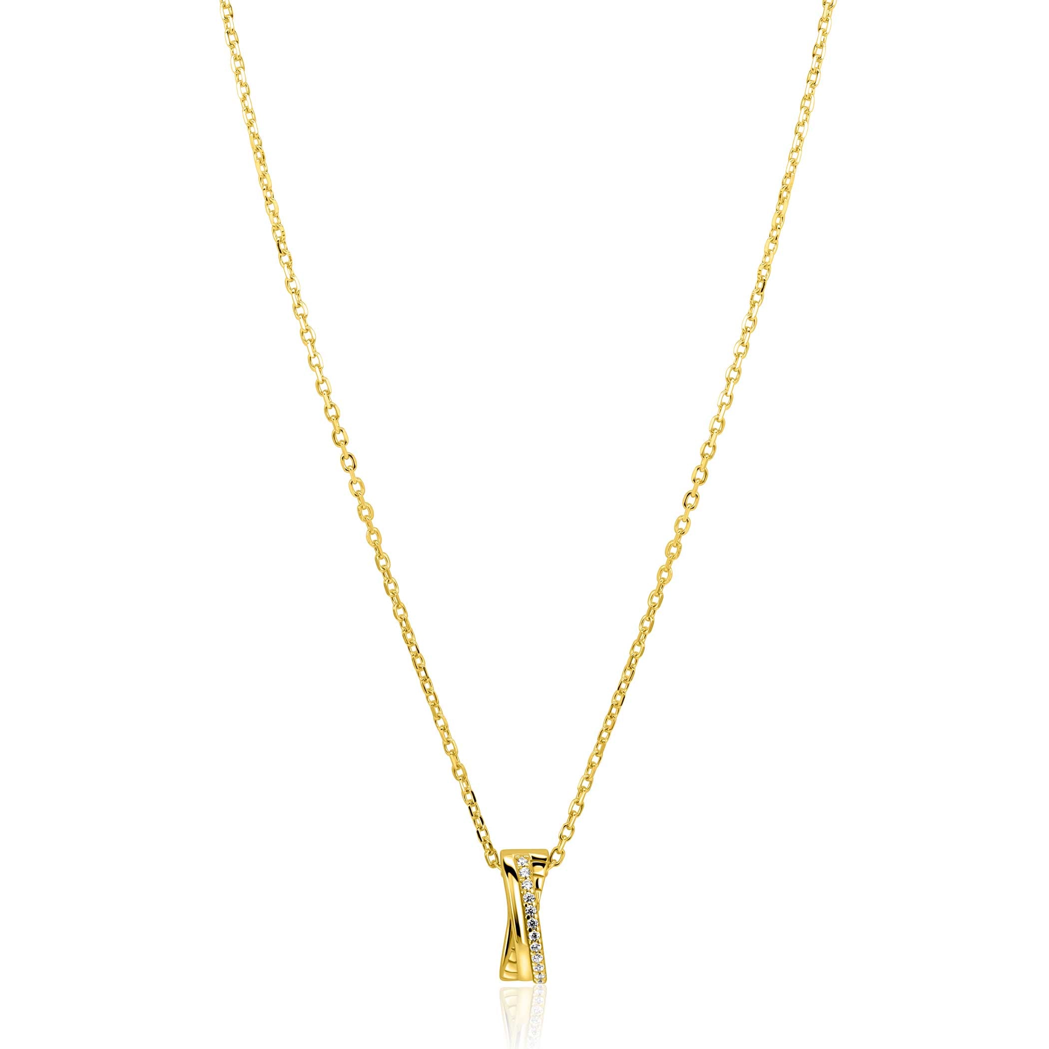 ZINZI Verguld Zilveren Ketting met Witte Zirkonia - ZIC2801