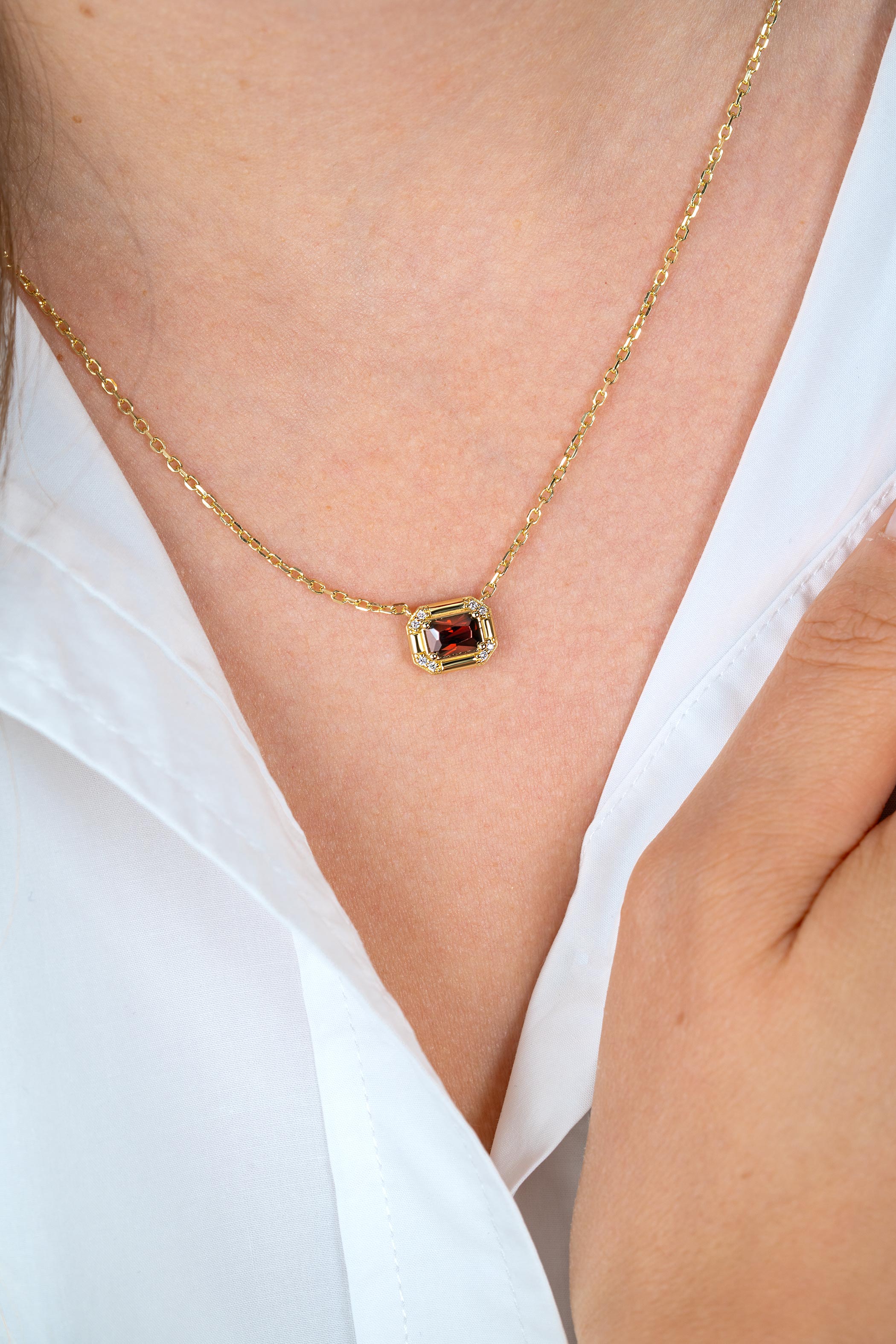 ZINZI Verguld Zilveren Ketting met Bruine Zirkonia - ZIC2803