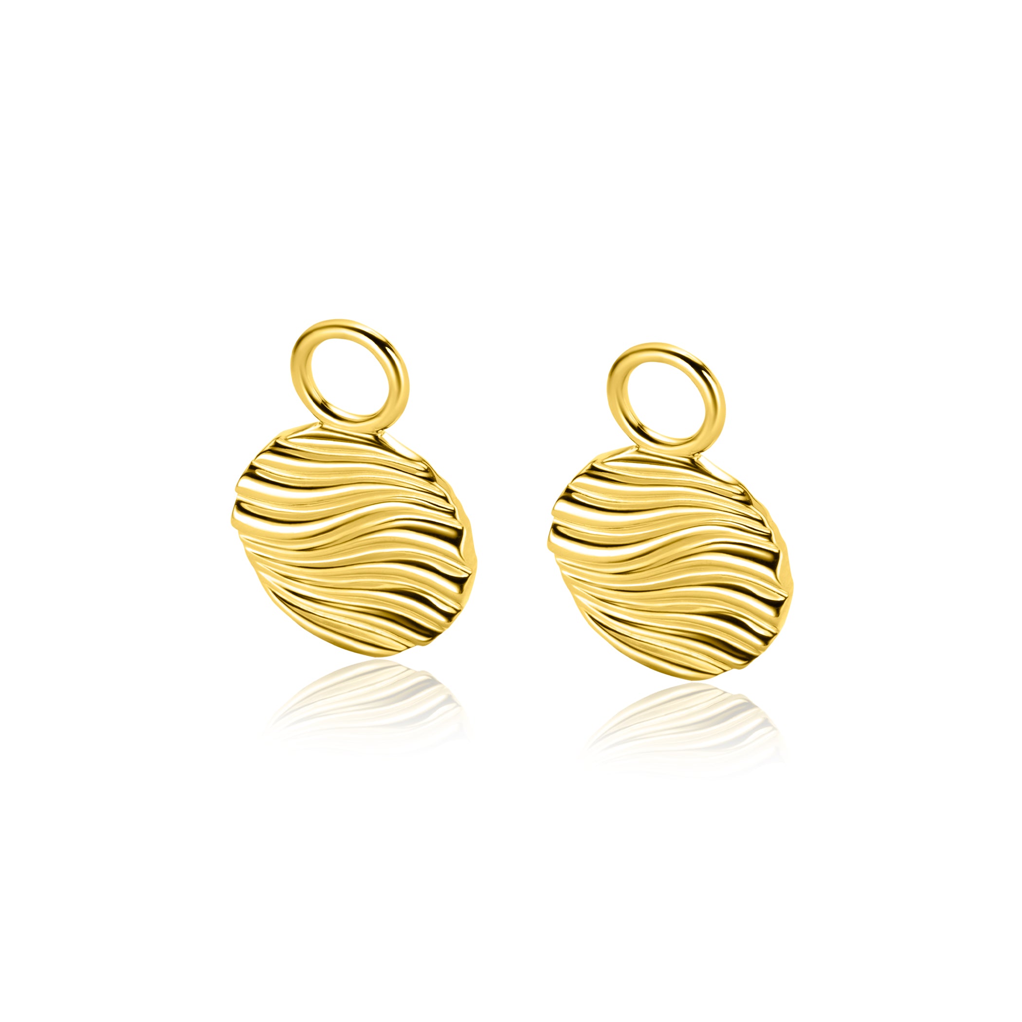 ZINZI gold plated zilveren oorbedels rond met sierlijke golven als bewerking ZICH2450 - 12mm (zonder Oorbedels)