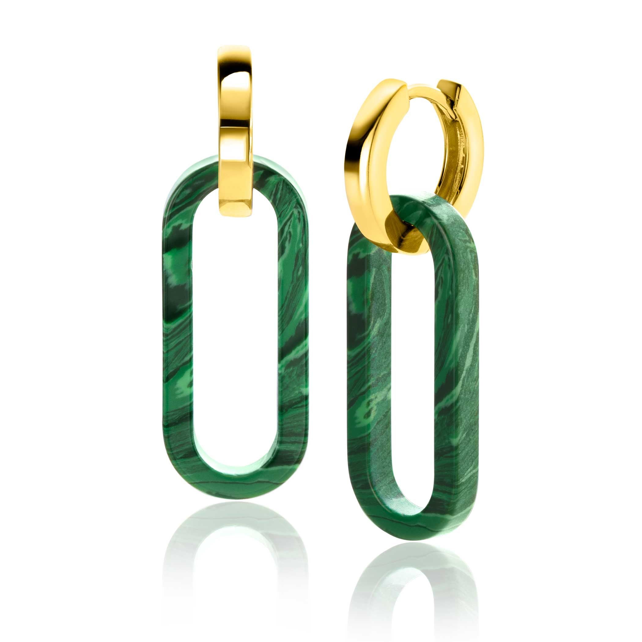 ZINZI Edelsteen Oorbedels met Groene Kleursteen - ZICH2456G