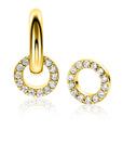 Zinzi Gold Plated Zilveren Oorbedels 8 mm in Ronde Vorm Bezat met Witte Zirkonia's - ZICH2550Y (zonder oorringen), exclusief en kwalitatief hoogwaardig. Ontdek nu!