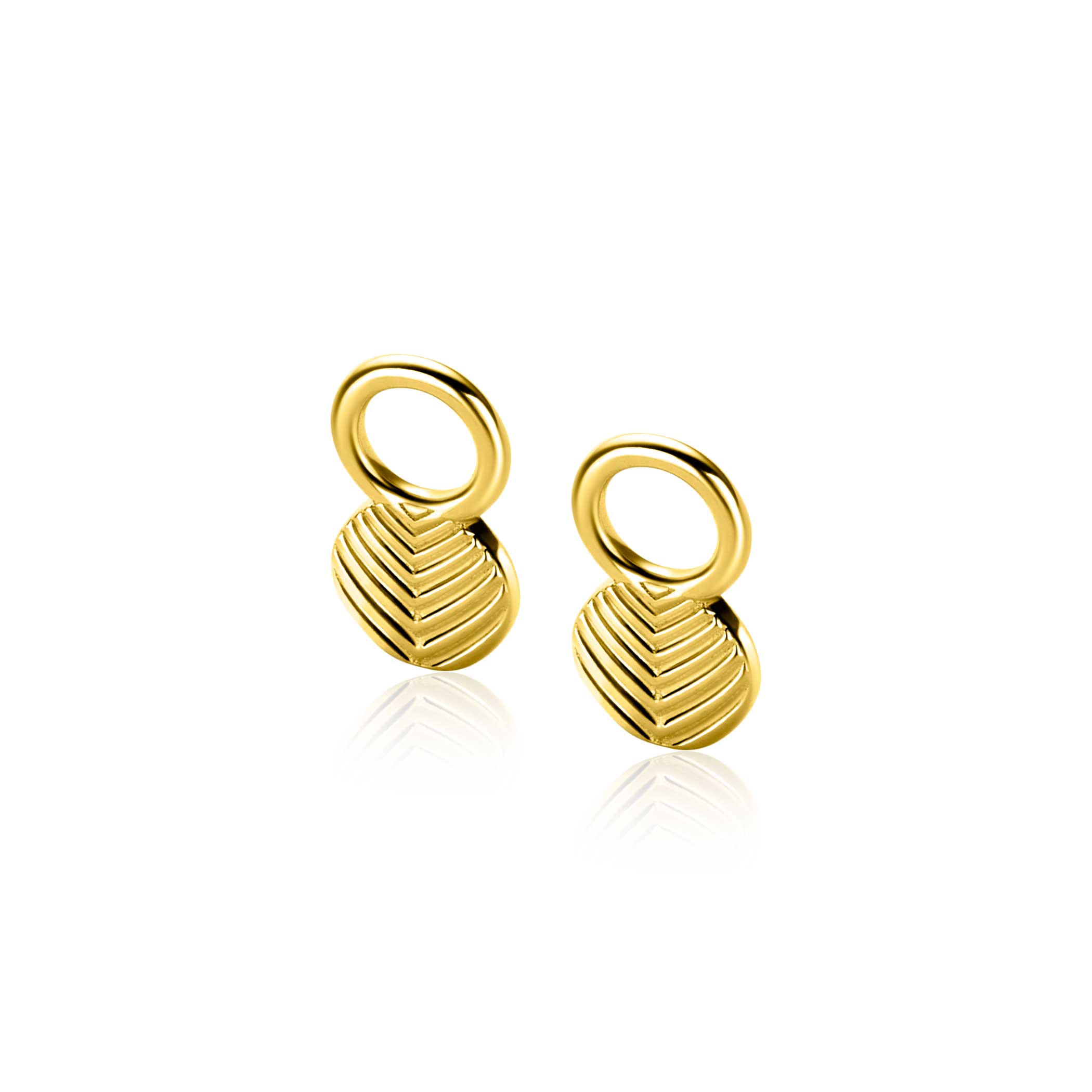 ZINZI gold plated zilveren oorbedels met veertjesmotief ZICH2644G - 11mm (zonder Oorbedels)