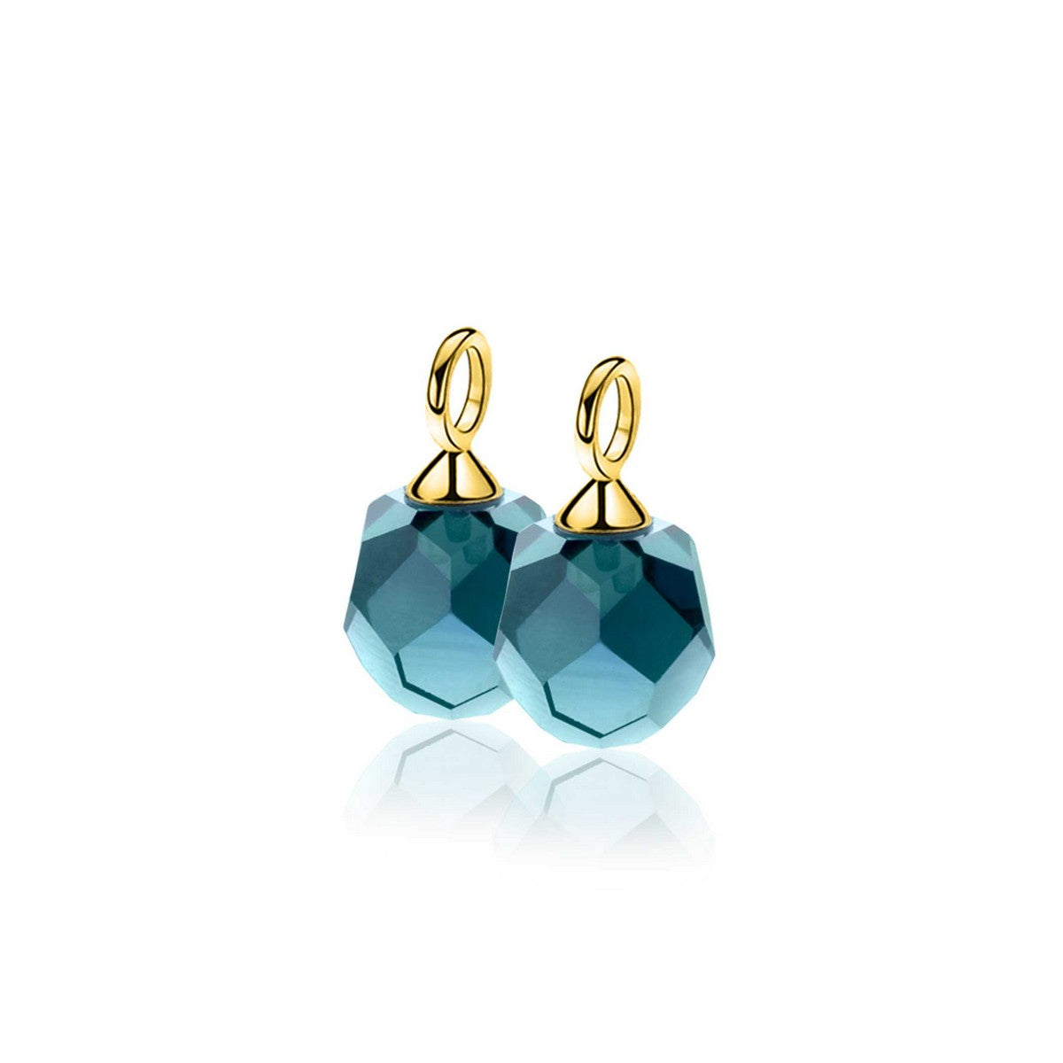 ZINZI gold plated zilveren oorbedels blauwe bead 10mm ZICH266BG (zonder Oorbedels)