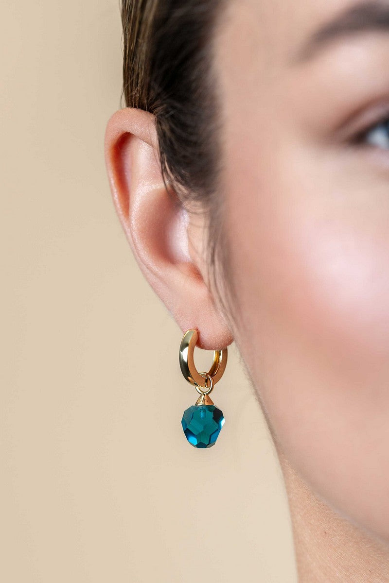 ZINZI gold plated zilveren oorbedels blauwe bead 10mm ZICH266BG (zonder Oorbedels)