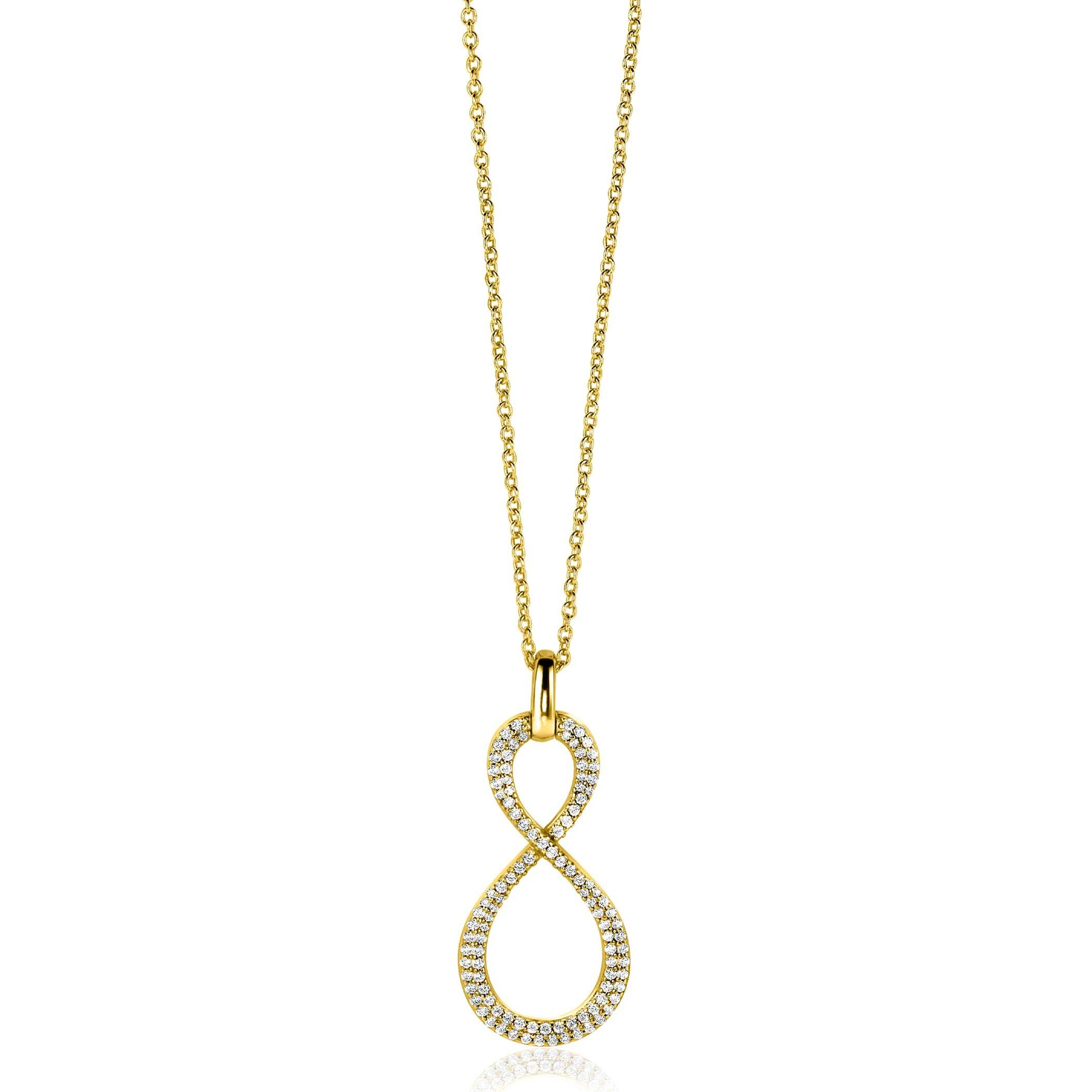 ZINZI Verguld Zilveren Hanger met Witte Zirkonia - ZIH2570Y