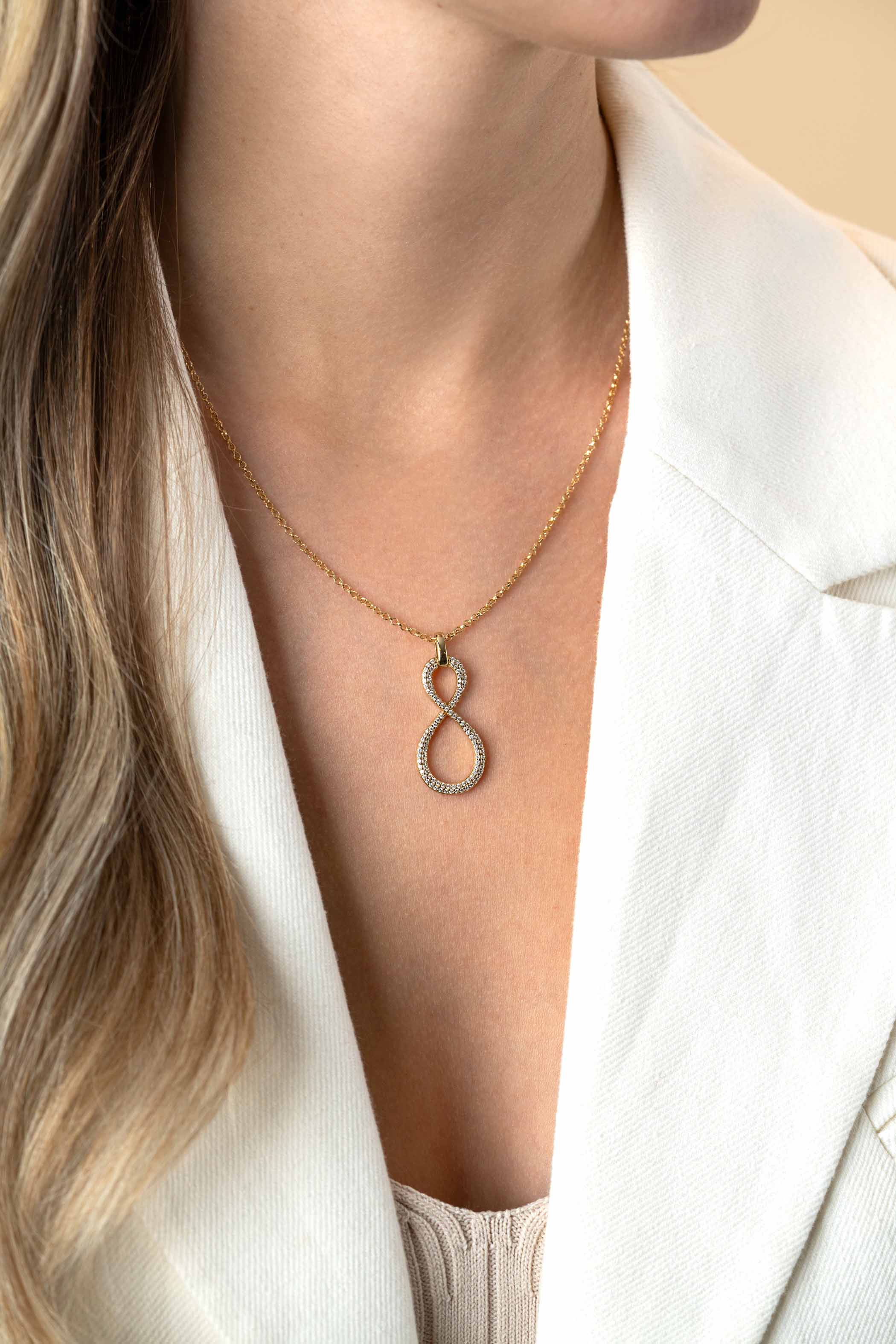 ZINZI Verguld Zilveren Hanger met Witte Zirkonia ZIH2570Y