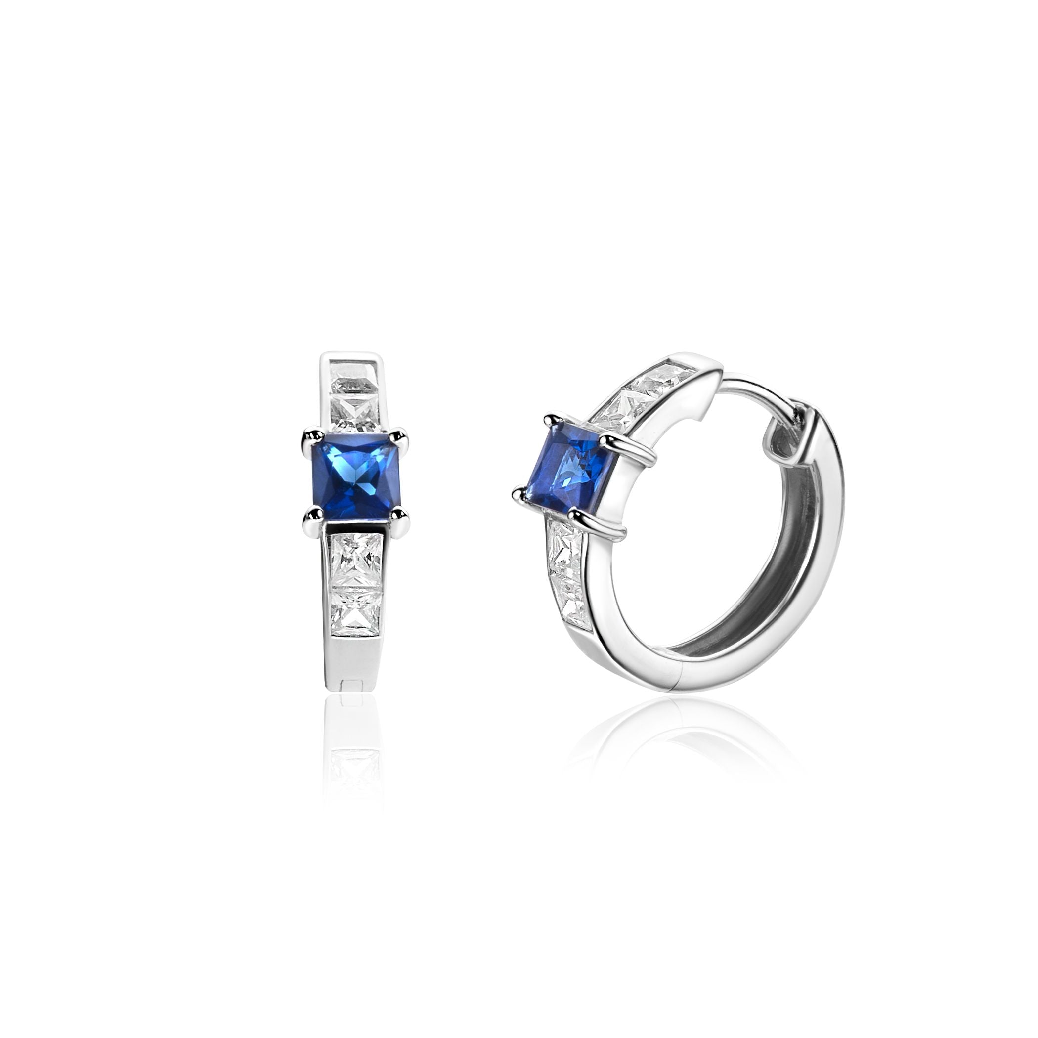 ZINZI Zilveren Oorbellen met Blauw, Wit Zirkonia - ZIO2453