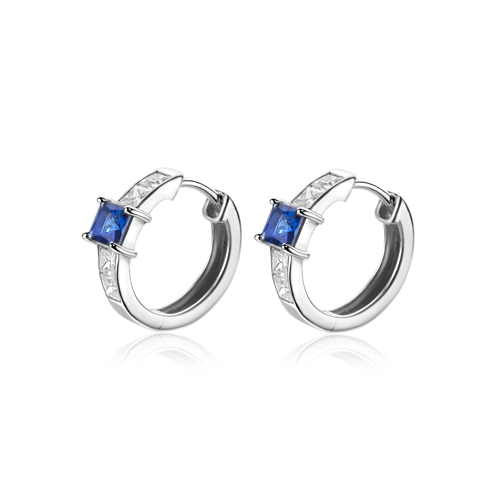 ZINZI Zilveren Oorbellen met Blauw, Wit Zirkonia - ZIO2453