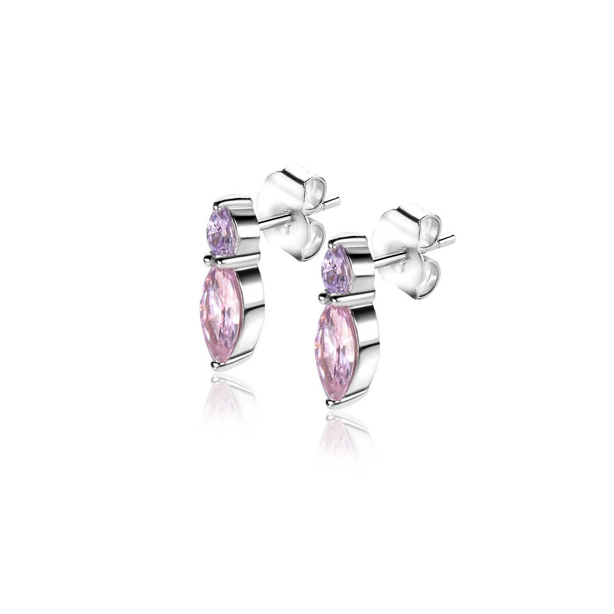 ZINZI Zilveren Oorbellen met Roze Zirkonia - ZIO2498