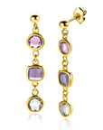 ZINZI gold plated zilveren oorsieraden rond vierkant paars en witgrijs ZIO2525G - 40mm - PansiteNederland.nl