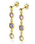 ZINZI gold plated zilveren oorsieraden rond vierkant paars en witgrijs ZIO2525G - 40mm - PansiteNederland.nl