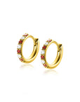 Zinzi Gold Plated Zilveren Oorringen 12mm Bezet met Ronde Witte en Rode Zirkonia's - ZIO2558, exclusief en kwalitatief hoogwaardig. Ontdek nu!