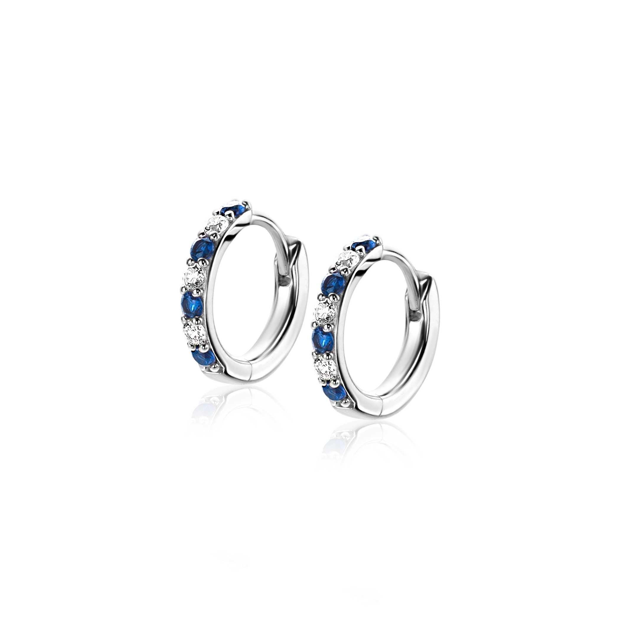 ZINZI Zilveren Oorbellen met Blauw, Wit Zirkonia - ZIO2559