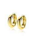 ZINZI gold plated zilveren oorringen met gladde ronde buis van 4mm breed en luxe klapsluiting ZIO2565G - 15mm - PansiteNederland.nl