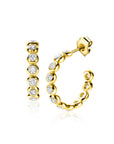 ZINZI gold plated zilveren halve oorringen 4mm buisdikte, bezet met 12 witte zirkonia's en met vlindersluiting ZIO2573Y - 21mm - PansiteNederland.nl