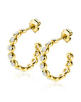 ZINZI gold plated zilveren halve oorringen 4mm buisdikte, bezet met 12 witte zirkonia's en met vlindersluiting ZIO2573Y - 21mm - PansiteNederland.nl