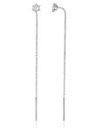 ZINZI zilveren doortrek oorbellen met chatonzetting 5mm witte zirkonia en sierlijk kettinkje ZIO2576 - 80mm - PansiteNederland.nl