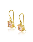 ZINZI gold plated zilveren oorhangers met trendy vierkante kleursteen in licht roze ZIO2579 - 24mm - PansiteNederland.nl