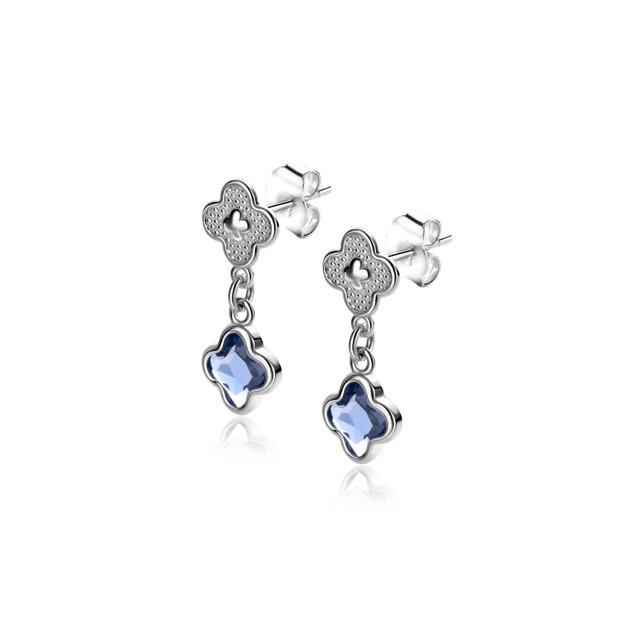 ZINZI Zilveren Oorbellen met Blauwe Zirkonia oorhangers - ZIO2582