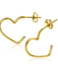 ZINZI gold plated zilveren halve oorringen in hartvorm 1,4mm buisdikte met vlindersluiting ZIO2584G - 18mm - PansiteNederland.nl