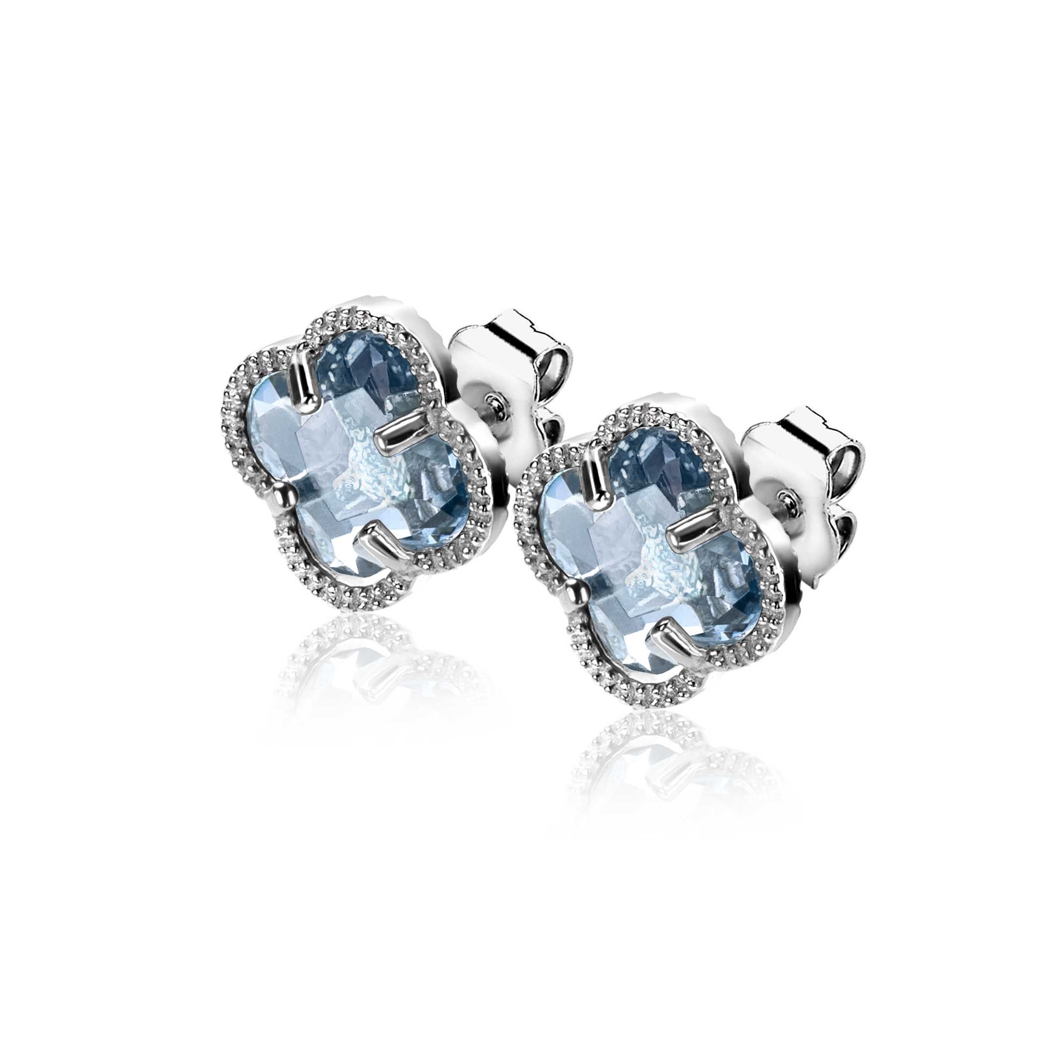 ZINZI Zilveren Oorknoppen met Blauwe Zirkonia oorhangers - ZIO2663B