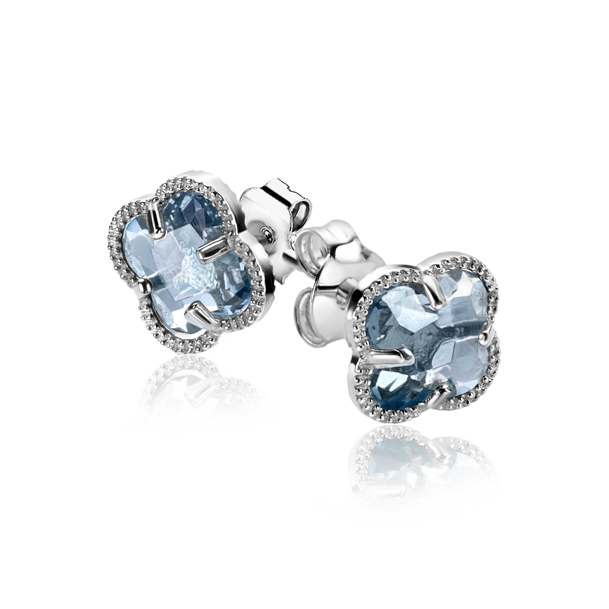 ZINZI Zilveren Oorknoppen met Blauwe Zirkonia oorhangers - ZIO2663B