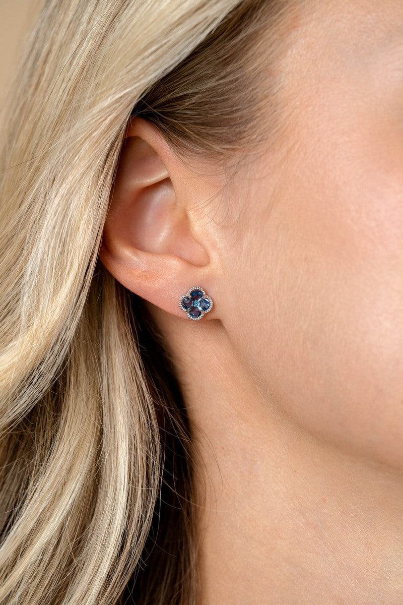 ZINZI Zilveren Oorknoppen met Blauwe Zirkonia oorhangers - ZIO2663B