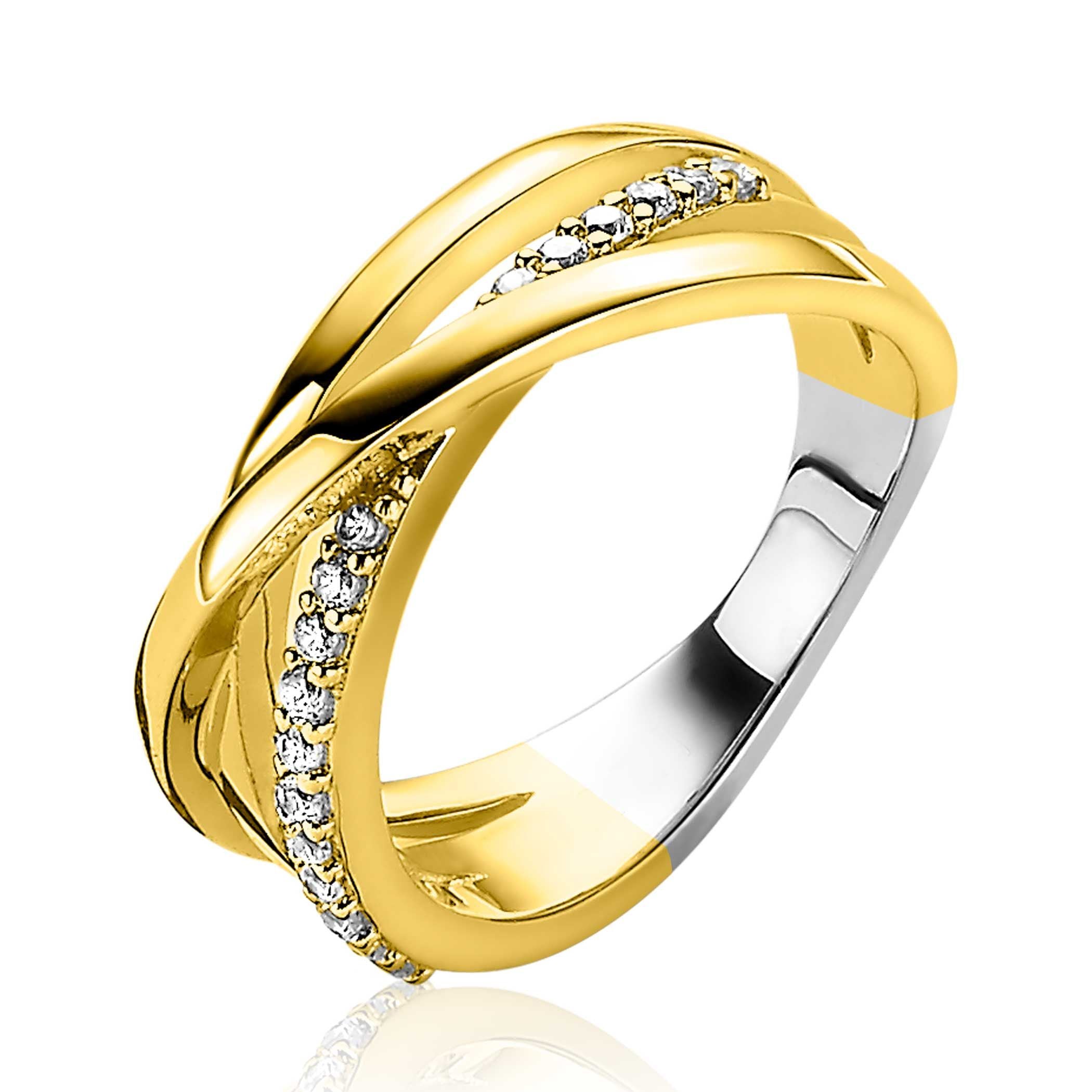 ZINZI Verguld Zilveren Ring met Witte Zirkonia - ZIR1774Y