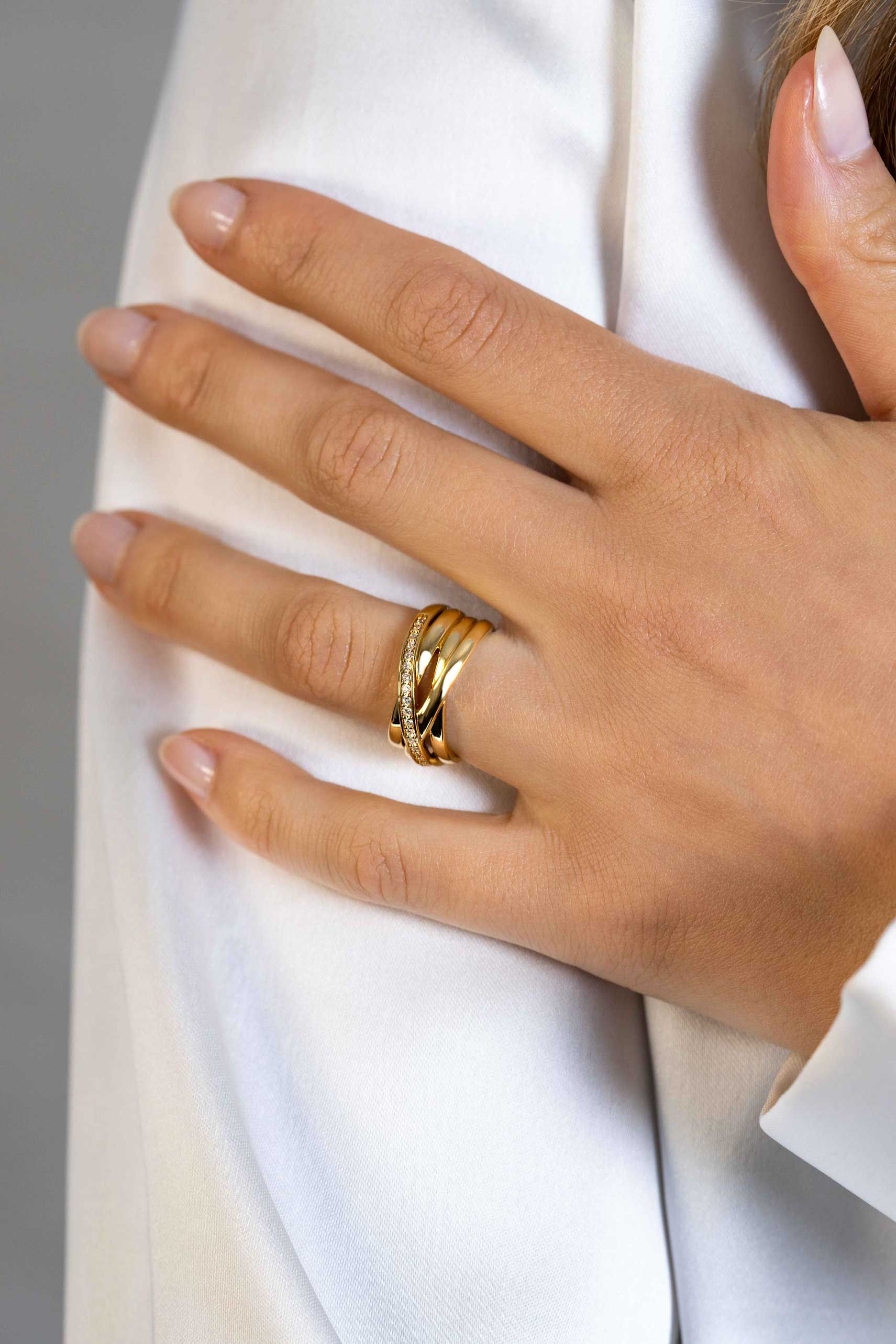 ZINZI Verguld Zilveren Ring wit - ZIR1790Y