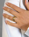 Zinzi gold plated zilveren brede cross-over ring glad wit ZIR1790Y - PansiteNederland.nl