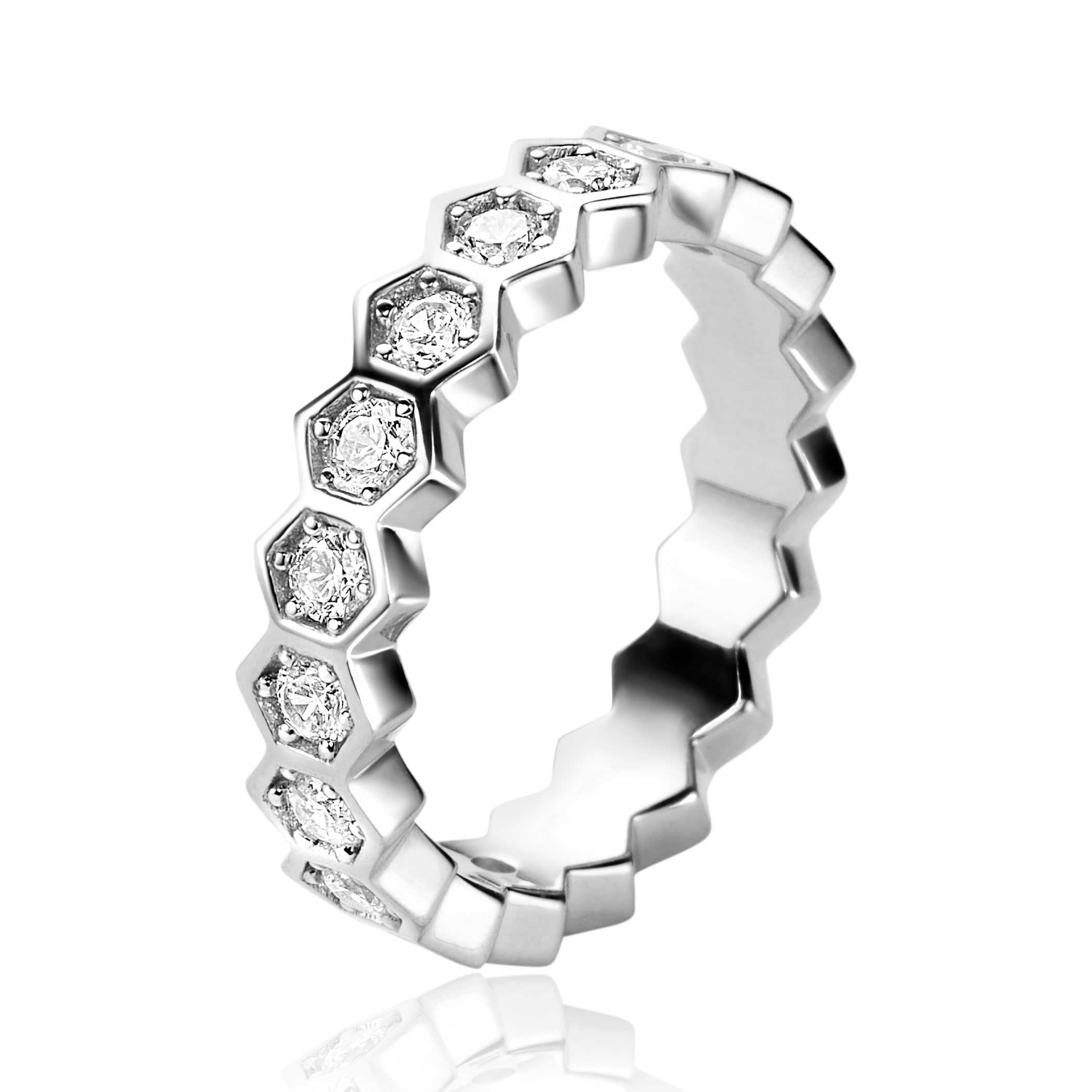 ZINZI Zilveren Ring met Witte Zirkonia - ZIR2543
