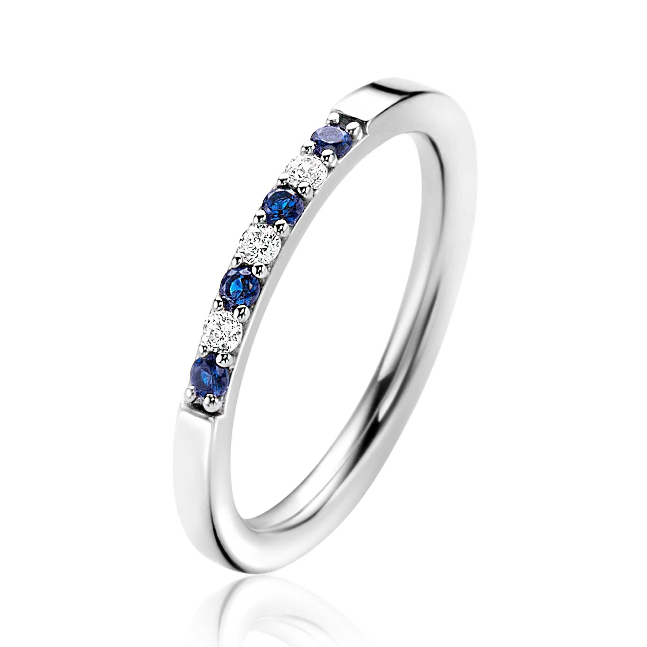 ZINZI Zilveren Ring met Blauw, Wit Zirkonia - ZIR2559