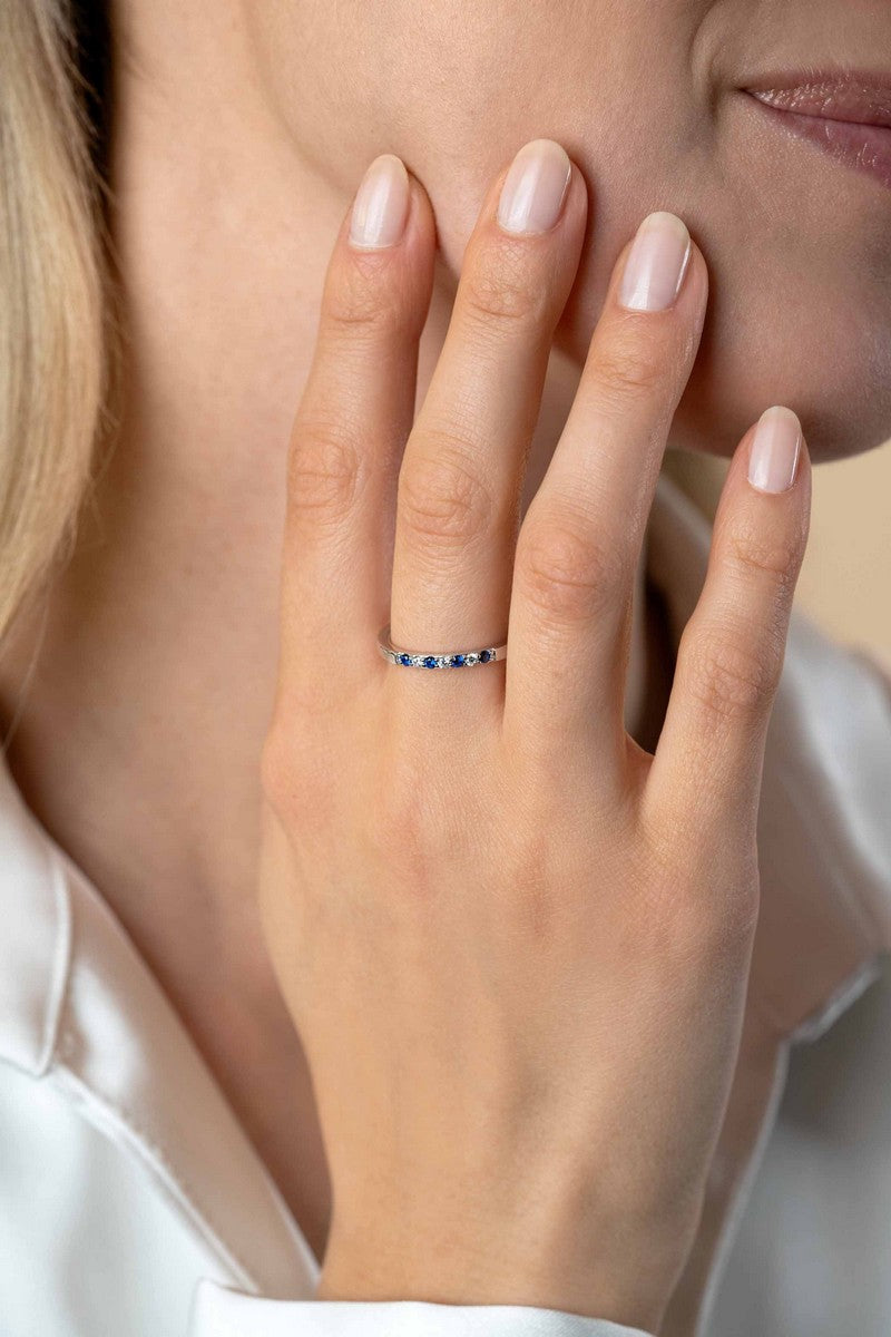 ZINZI Zilveren Ring met Blauw, Wit Zirkonia - ZIR2559