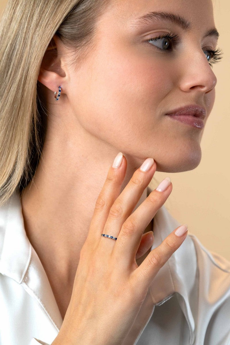ZINZI Zilveren Ring met Blauw, Wit Zirkonia - ZIR2559