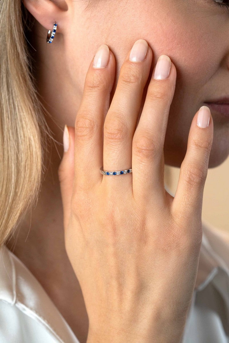 ZINZI Zilveren Ring met Blauw, Wit Zirkonia - ZIR2559