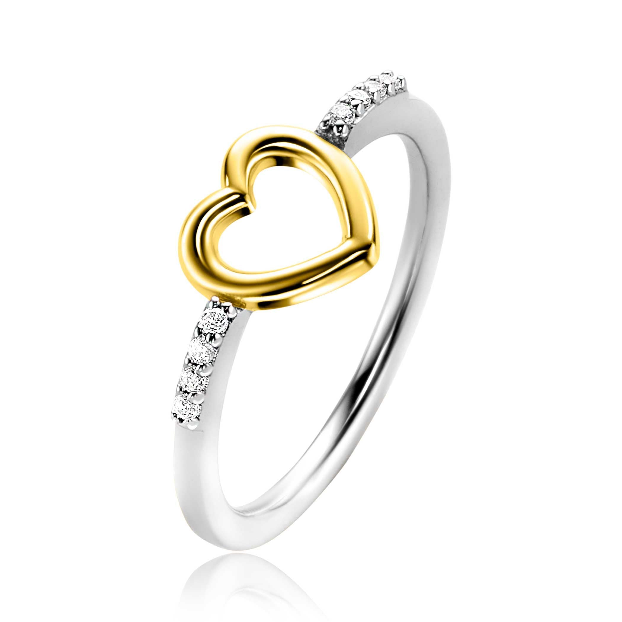 ZINZI Verguld Zilveren Ring met Witte Zirkonia - ZIR2566