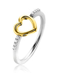 ZINZI Zilveren Ring met Gold Plated Open Hartje 8mm en Witte Zirkonia's - ZIR2566, exclusief en kwalitatief hoogwaardig. Ontdek nu!