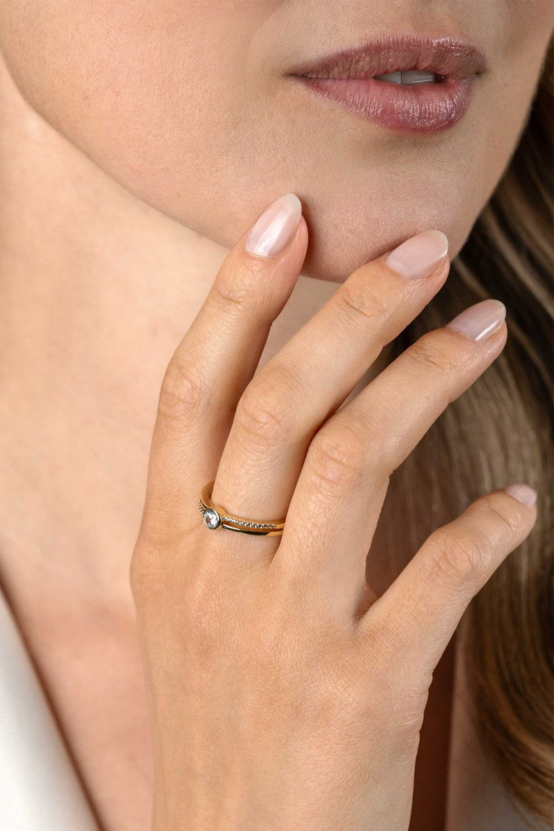 ZINZI Verguld Zilveren Ring met Witte Zirkonia - ZIR2625