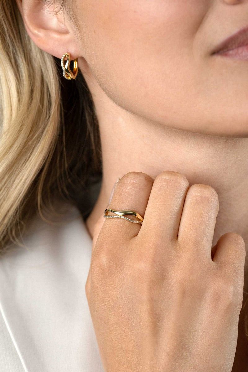ZINZI Verguld Zilveren Ring met Witte Zirkonia - ZIR2629Y