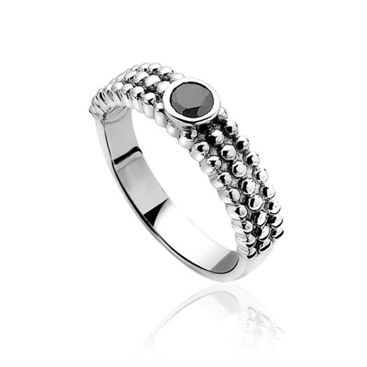 ZINZI Zilveren Ring met Zwarte Zirkonia - ZIR799