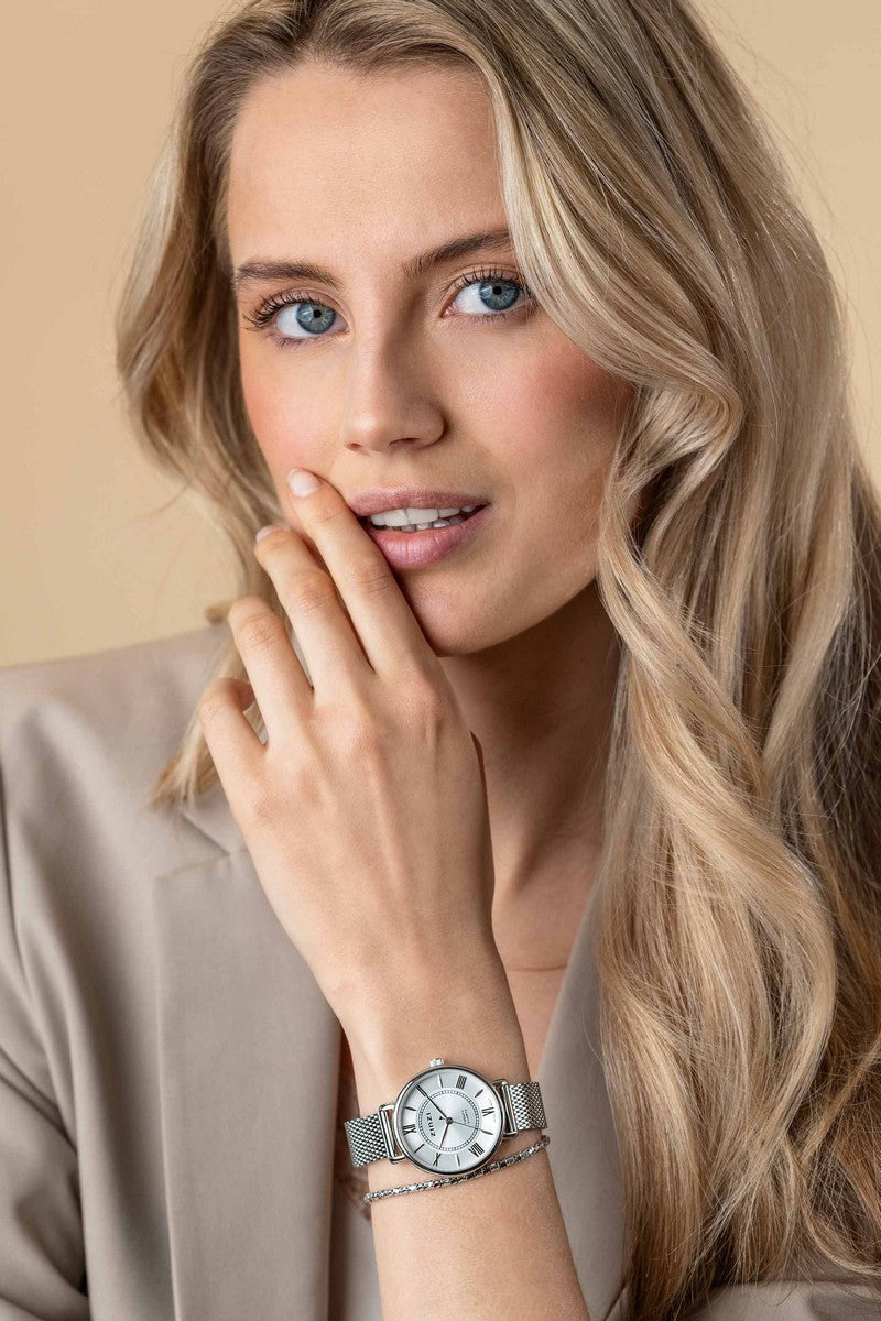 ZINZI Twenty horloge met zilverkleurige wijzerplaat, stalen kast 34mm en stalen meshband ZIW2002 - PansiteNederland.nl