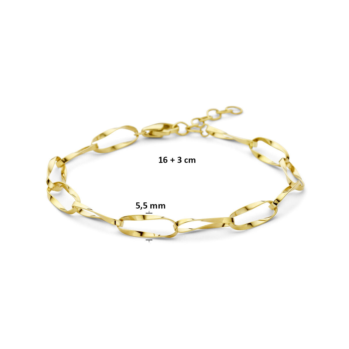 Fantasy Collection Armband 5,5 mm 16 + 3 cm 14K geelgoud
