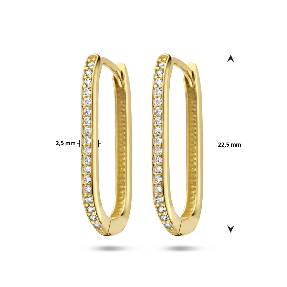 14K geelgouden klapoorringen zirkonia 22,5 mm - 40325183