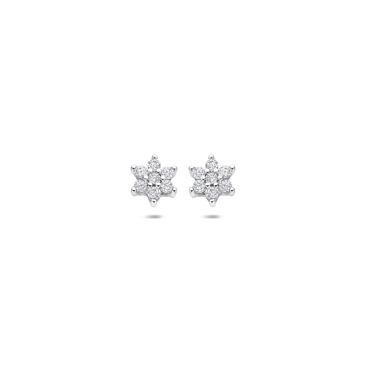 Oorbellen ster zirkonia halo 6 mm zilver