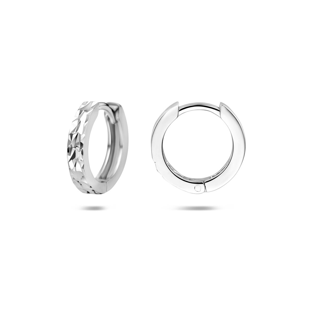 Oorbellen gediamanteerd zilver gerhodineerd 14 mm