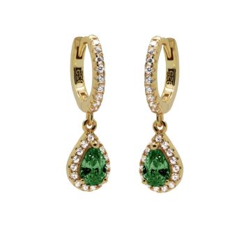 Karma Hinged Hoops Zirconia CHLOE EMERALD GREEN Goldplated - A102GP_EG oorbellen