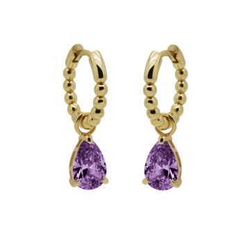Karma Hinged Hoops Zirconia ANNA LAVENDER Goldplated oorbellen