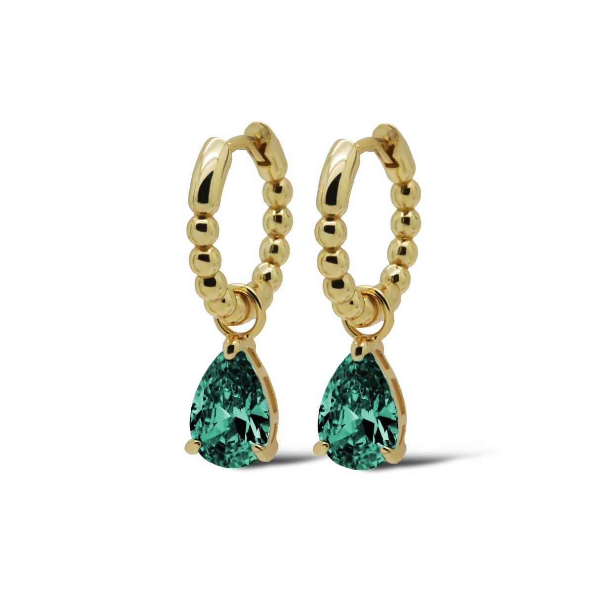Karma Hinged Hoops Zirconia ANNA TEAL BLUE Goldplated oorbellen