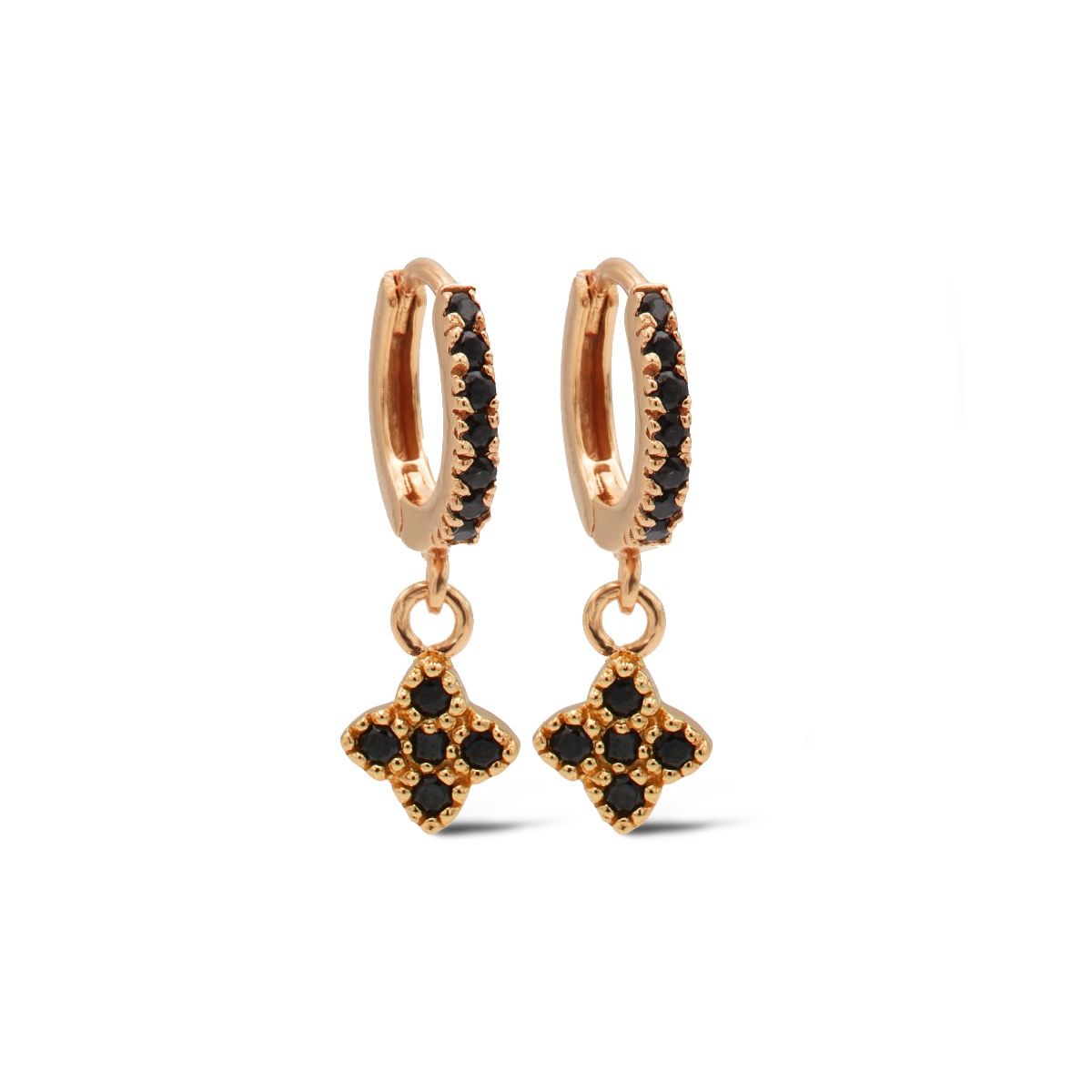 Karma Hinged Hoops Symbols Zirconia Quatrefoil A116RP oorbellen